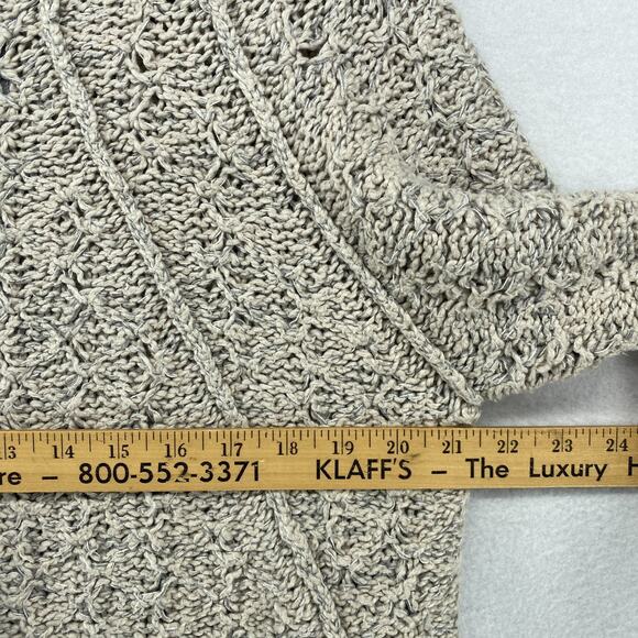 EILEEN FISHER Sweater L Organic Cotton Cozy Twist Two Way Zip Jacket Beige - Picture 11 of 13